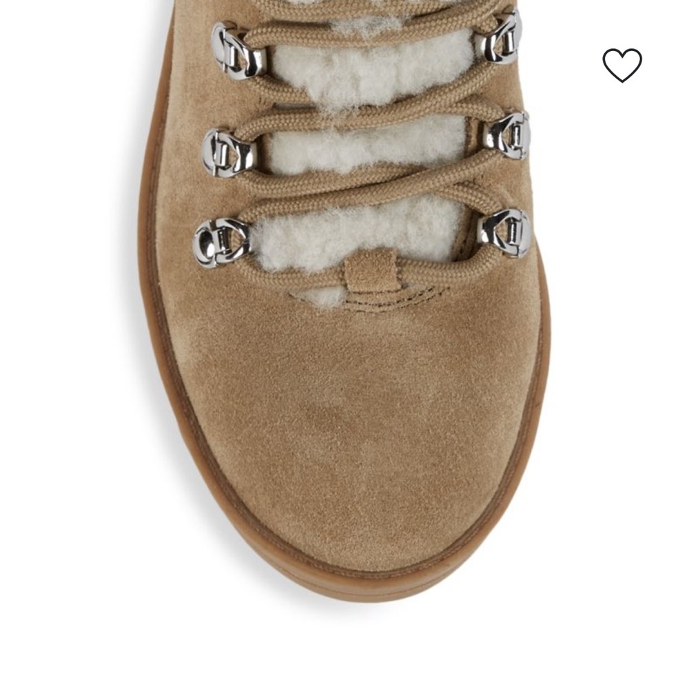 Marc Fisher Beige Suede Winter Boots with White Fur - Picture 4 of 12